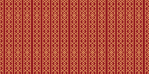 Gold and Red Geometric Chinese New Year Traditional Seamless Pattern. Vector Luxury Happy Chinese New Year pattern. Lunar Chinese pattern for banner, sale ads, poster, pachaging wrapping paper, cards.