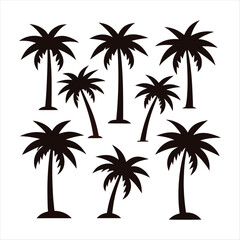 Obraz premium Vector art of palm trees silhouette isolated on white background