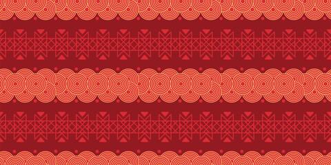 Red and Gold Luxury Chinese New Year Traditional Seamless Pattern. Festive cicle design, japanese pattern for banner, sale ads, poster, pachaging wrapping paper, cards.