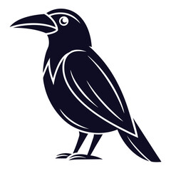 Black and White Magpie Silhouette Isolated on White Background