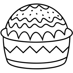 Easter Cake Outline Vector Art