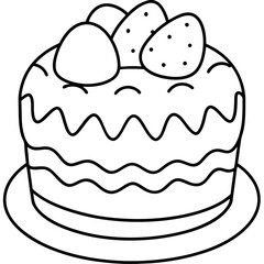 Easter Cake Outline Vector Art