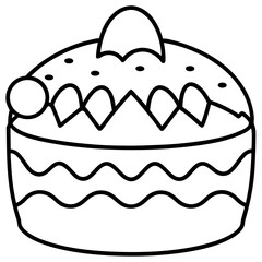 Easter Cake Outline Vector Art