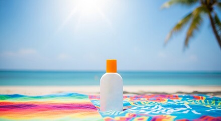 Sunscreen Lotion Bottle Mockup Beach Sand