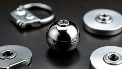 Close Up Bicycle Bell Mockup Centered Metallic Sphere Ring Detail on Dark Surface