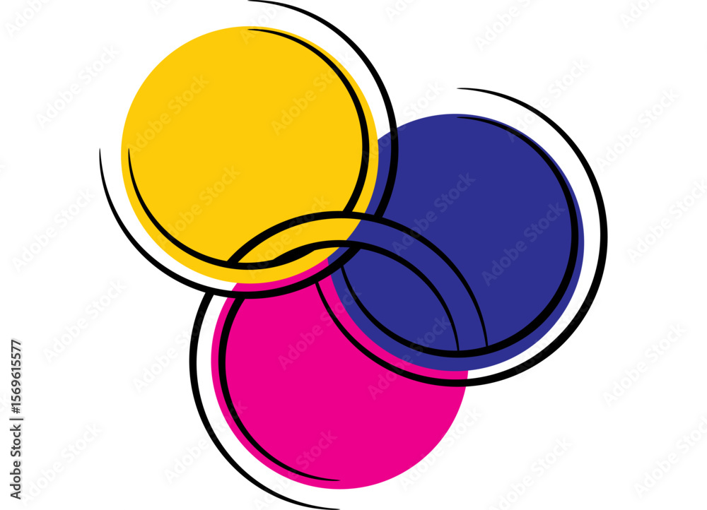 Poster colored abstract circles. vector pattern of thin black lines on a white background. design element f