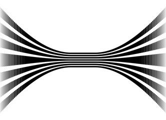 Horizontal Vector striped pattern of thick black parallel lines on a white background in retro style. Design element for advertising, packaging, printing. Vector background with perspective.