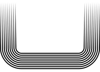 Vector pattern of black parallel lines on a white background in retro style. Decorative design element for advertising, packaging, sportswear. Sports vector background. Competition. Rectangular frame
