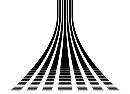 Vector striped pattern of thick black parallel lines on a white background in retro style. Decorative design element for advertising, packaging, sportswear. Sports vector background. Perspective