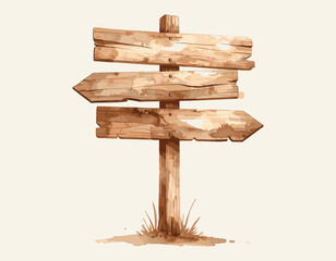 Wooden Directional Signpost &ndash; Vector Illustration