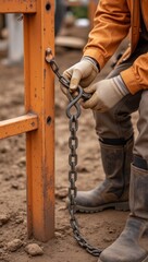 Obraz premium Safety chains for construction sites