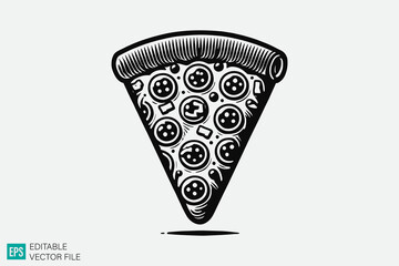 Pizza illustration vector black and white background templates