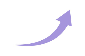 Ascending curved purple arrow graphic on white background indicating growth and upward movement