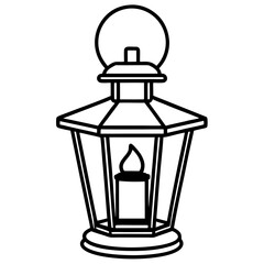 Elegant Lantern Line Art Vector