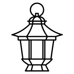 Elegant Lantern Line Art Vector
