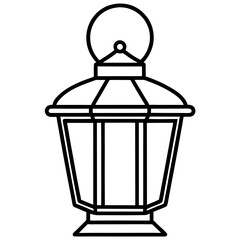 Elegant Lantern Line Art Vector