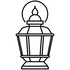 Elegant Lantern Line Art Vector