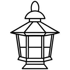 Elegant Lantern Line Art Vector