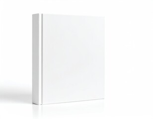 Upright Hardcover Book Mockup with Blank White Cover on White Background with Reflection