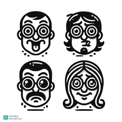 face character illustration vector black and white background templates