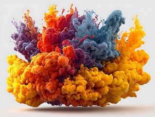 Electric rainbow explosion of ink and smoke in chaotic abstract harmony