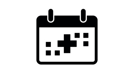 Medical calendar icon with cross sign for health and wellness scheduling