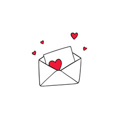 Vector art of an envelope with hearts isolated on white background