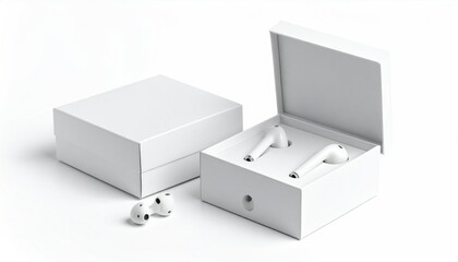 White Headphones Mockup Product Display On White Background Studio Shot