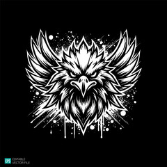 eagle head with water splash  illustration style vector black and white background templates