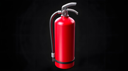 Obraz premium Red fire extinguisher on a black background