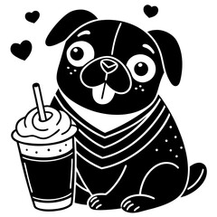 dog with tea cup