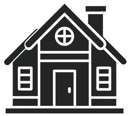 Simple dark house with chimney and round window home vector illustration