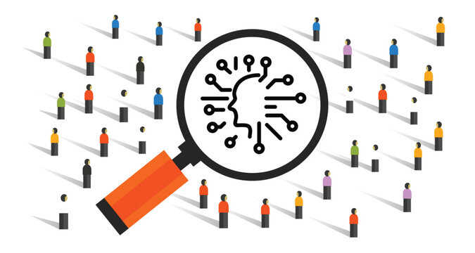 unemployment because of AI advancement and adoption of artificial intelligence and automation crowd loosing jobs employment crowd with magnifier