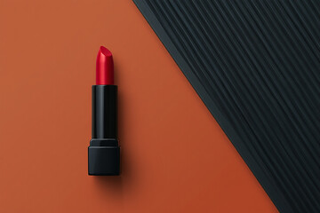 Luxurious red lipstick on an abstract background