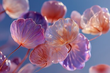 Translucent Jelly-Like Organic Forms Floating Softly in Space with Pastel Inner Glow