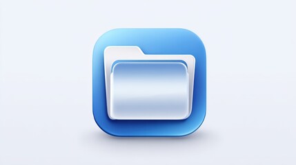 A sleek blue square icon with a white folder symbol in the center, representing file storage or organization on digital platforms.