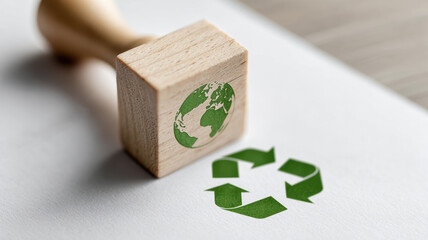 Climate change recycling regulation. Eco friendly stamp symbolizes climate change and recycling regulation efforts