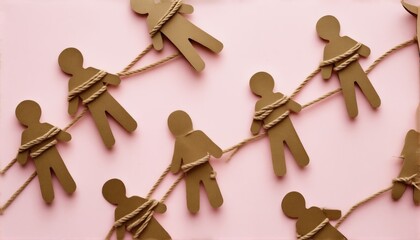 Connection through unity in a charming display of paper figures intertwined with twine