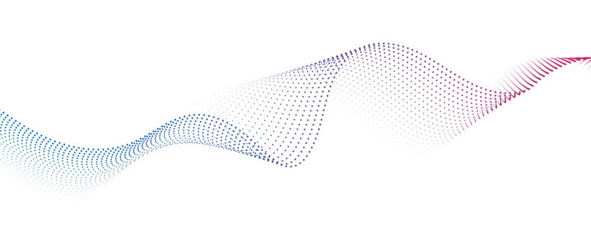 Flowing Dot Wave halftone gradient pattern on transparent background	
