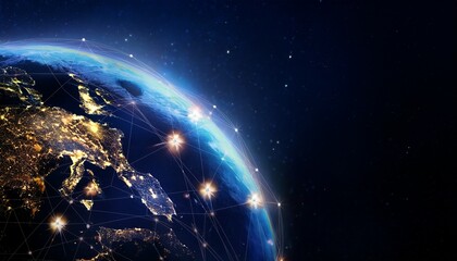 Obraz premium a planet earth with lights and dots illustrative accessible illustrative