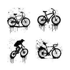 Obraz premium Bike Silhouette Grunge Splatter and Dripping Spray Effects
