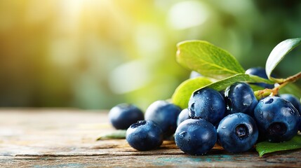 Fresh blueberries on a wooden table, symbolizing natural health and vitality