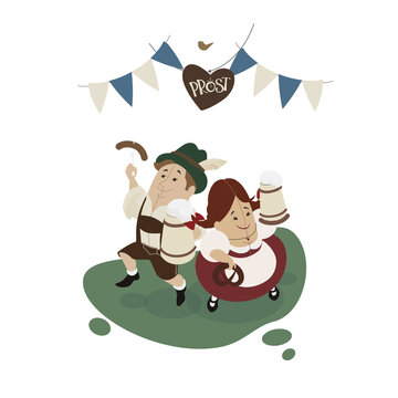 Oktoberfest  Bavarian coulpe happy smiling welcoming playful  invite to join