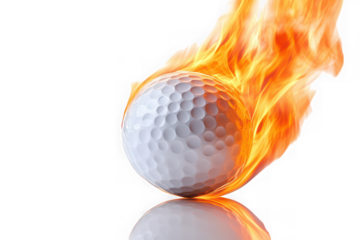 Golf ball on fire isolated on transparent background