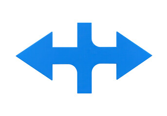 Fototapeta premium A blue arrow pointing in two directions, left and right, isolated on transparent background
