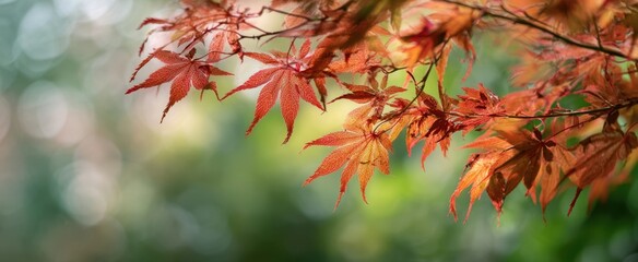 The vibrant red leaves illuminating nature's tranquility in autumn scenery.