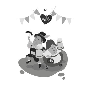 Cartoon bavarian who welcoming celebrate Oktoberfest