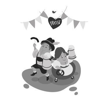 Oktoberfest  Bavarian coulpe happy smiling welcoming playful  invite to join