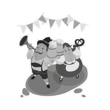Cartoon bavarian who welcoming celebrate Oktoberfest