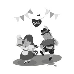 Cartoon bavarian who welcoming celebrate Oktoberfest